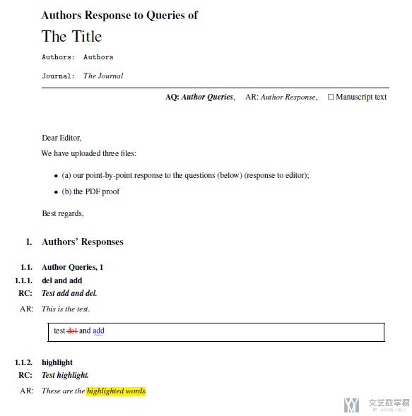 Latex模版–Review and Response Letters